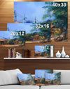 Old fishing village in Clear Sky - Cityscapes Painting Print on Wrapped Canvas