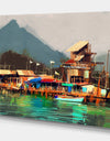 Old fishing village - Cityscapes Painting Print on Wrapped Canvas