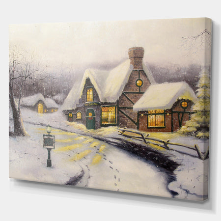 Christmas Home - Cityscapes Painting Print on Wrapped Canvas
