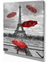 Flying Umbrella with Eiffel Tower - Cityscapes Photography on Wrapped Canvas