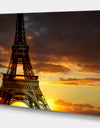 Sunset View with Paris Eiffel tower - Cityscapes Photography on Wrapped Canvas