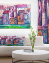 Street with colorful old homes - Cityscapes Painting Print on Wrapped Canvas