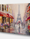 Lovers in Paris Eiffel Tower - Cityscapes Painting Print on Wrapped Canvas