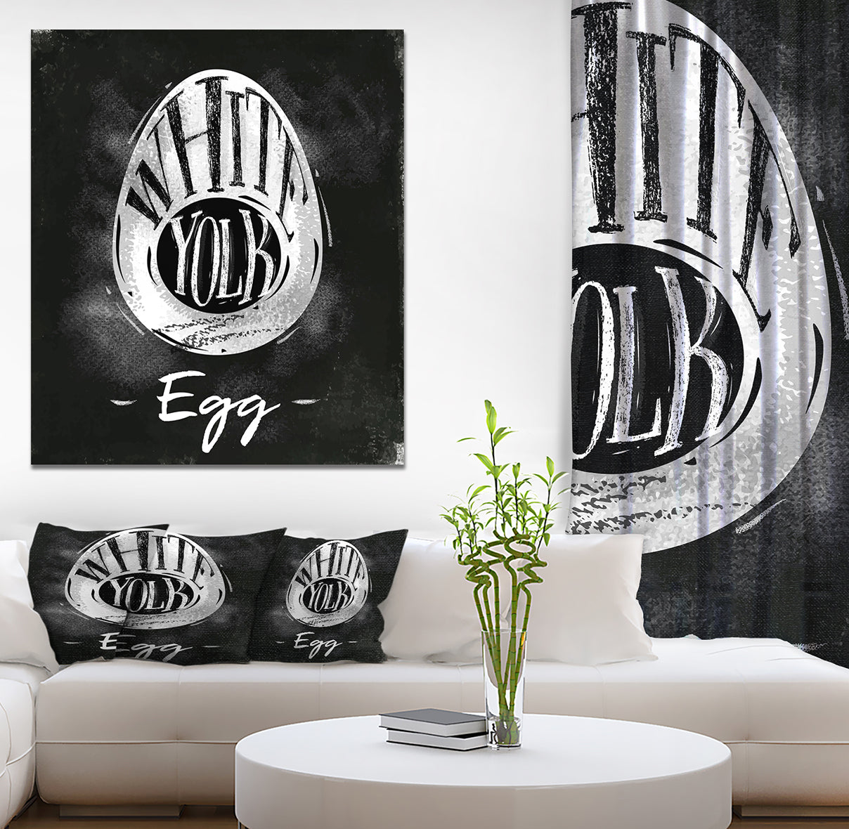 Egg cutting scheme chalk - Farmhouse Food Painting Print on Wrapped Canvas