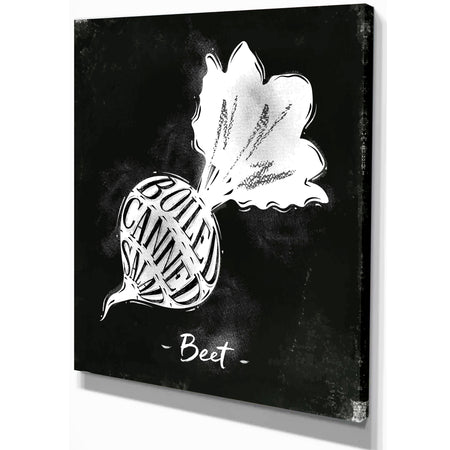 Beet cutting scheme chalk - Farmhouse Food Painting Print on Wrapped Canvas