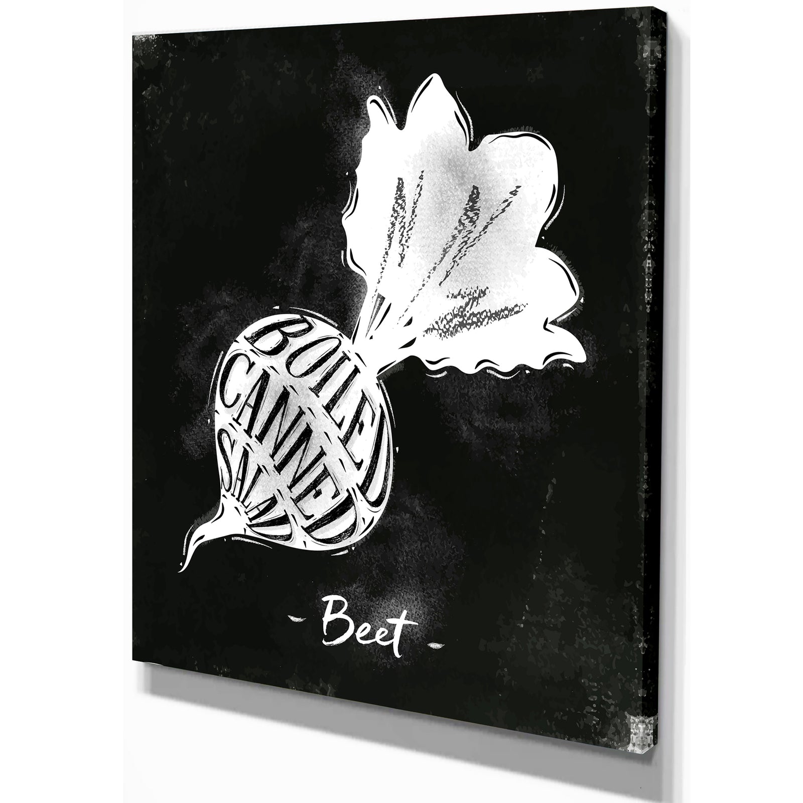 Beet cutting scheme chalk - Farmhouse Food Painting Print on Wrapped Canvas