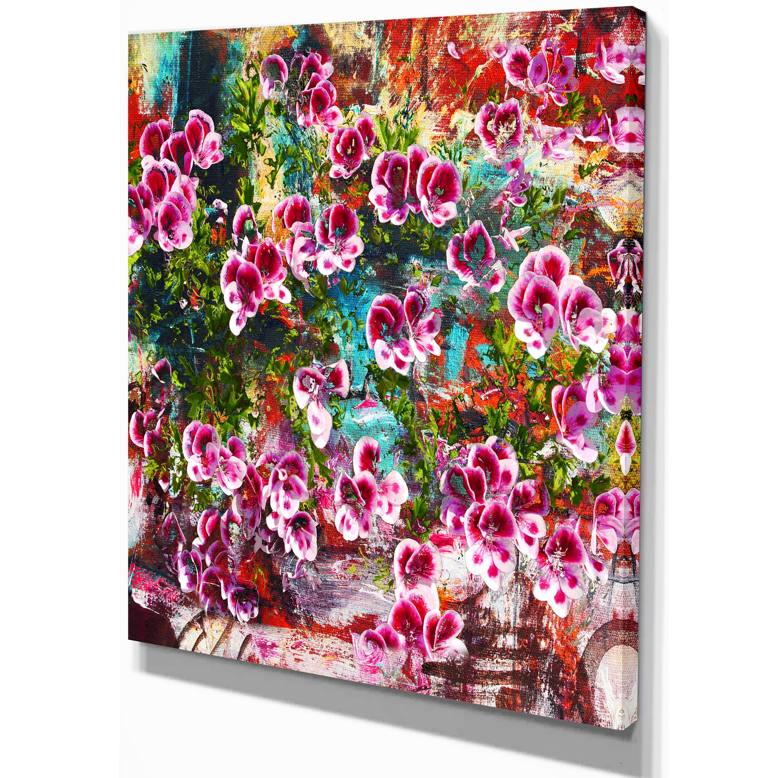 Purple Flowers - Floral Painting Print on Wrapped Canvas
