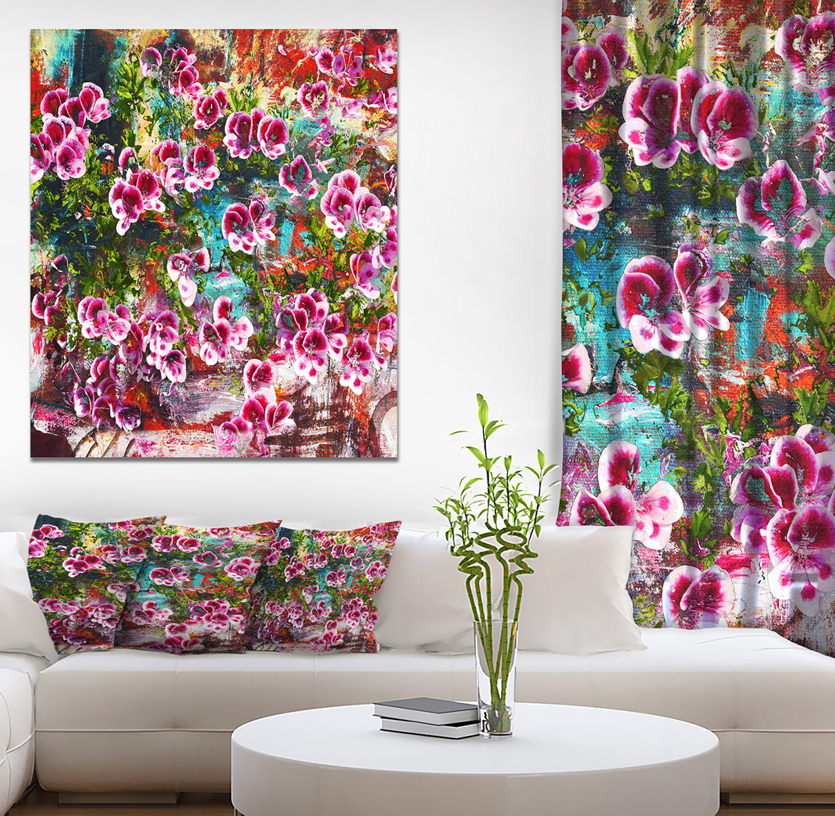 Purple Flowers - Floral Painting Print on Wrapped Canvas