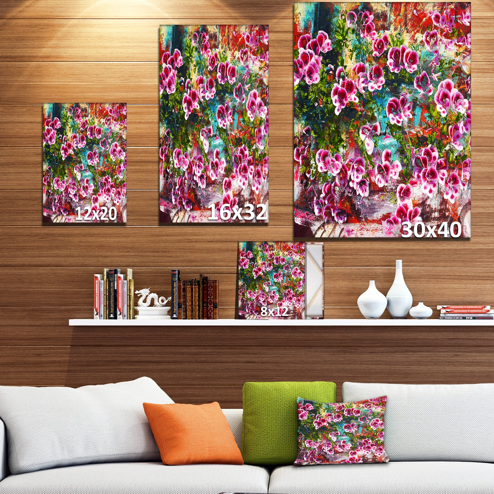 Purple Flowers - Floral Painting Print on Wrapped Canvas