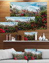 City Tower with Flower Garden - Floral Painting Print on Wrapped Canvas on Wrapped Canvas