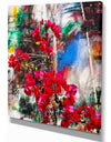 Bougainvillea Red Flowers - Floral Painting Print on Wrapped Canvas