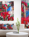 Bougainvillea Red Flowers - Floral Painting Print on Wrapped Canvas