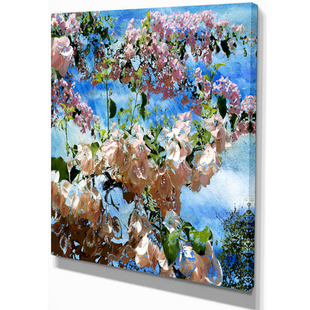 The flowers and the sky - Floral Painting Print on Wrapped Canvas on Wrapped Canvas