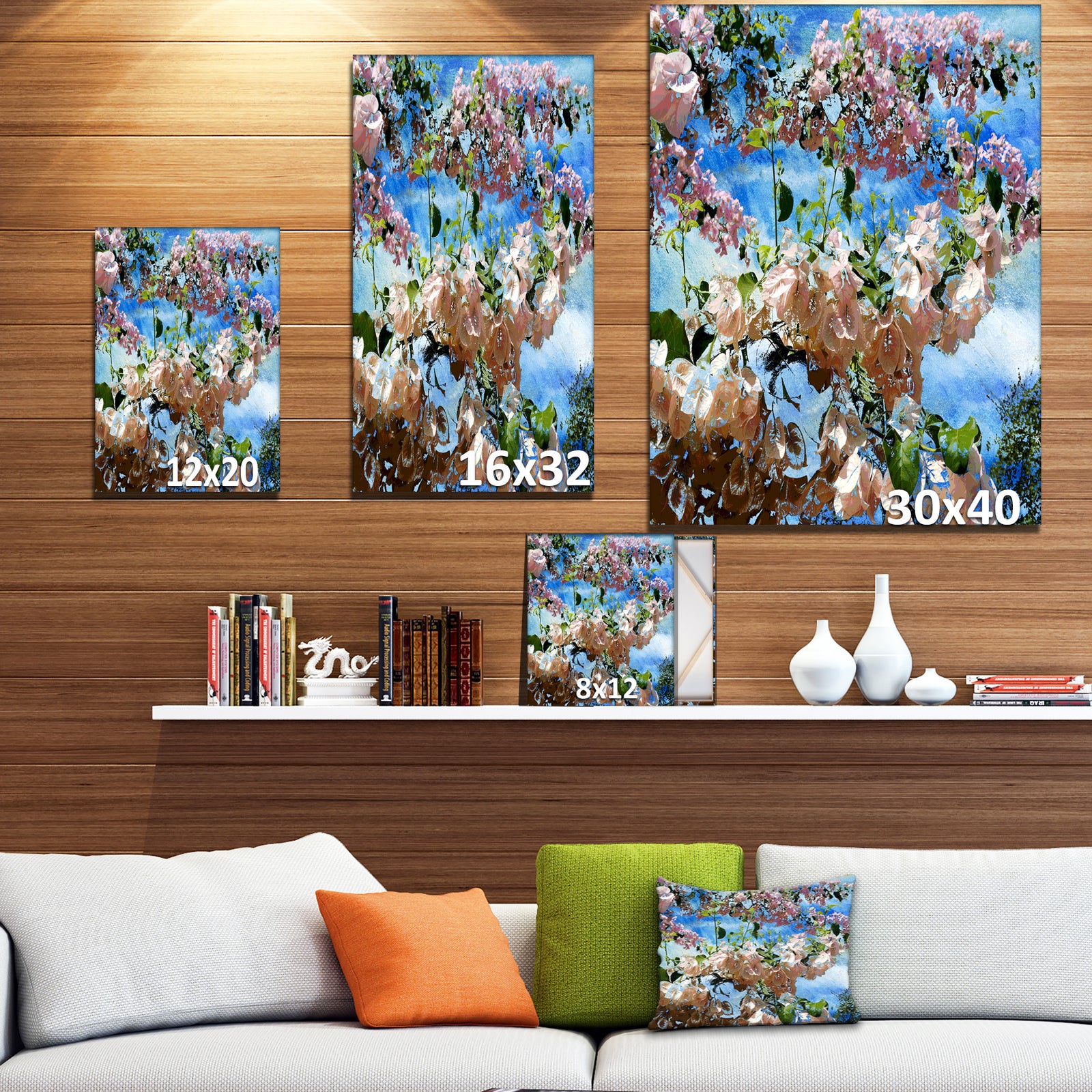 The flowers and the sky - Floral Painting Print on Wrapped Canvas on Wrapped Canvas