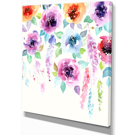 Pastel Watercolor Flower - Floral Painting Print on Wrapped Canvas on Wrapped Canvas
