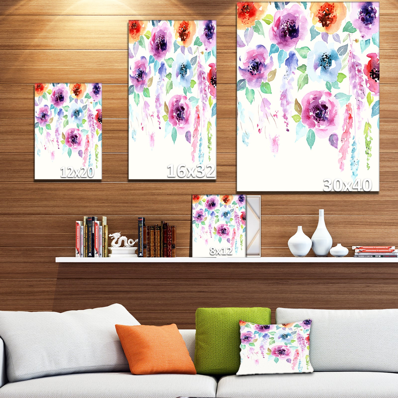 Pastel Watercolor Flower - Floral Painting Print on Wrapped Canvas on Wrapped Canvas