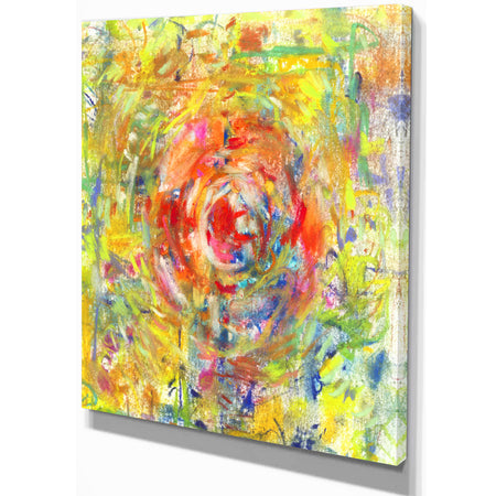 Colorful Circle Petal Abstract Design - Floral Painting Print on Wrapped Canvas