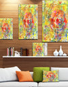 Colorful Circle Petal Abstract Design - Floral Painting Print on Wrapped Canvas