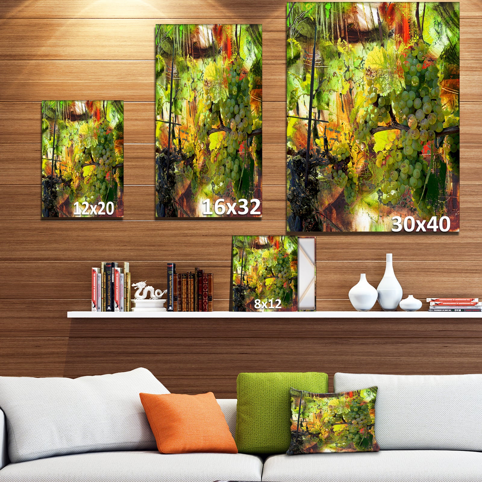 Grapes Vine - Floral Painting Print on Wrapped Canvas