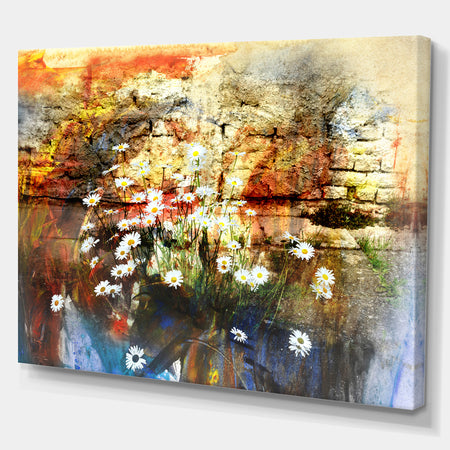 Blooming daisies - Floral Painting Print on Wrapped Canvas