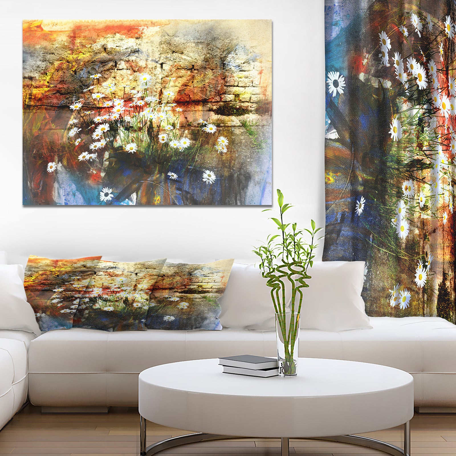 Blooming daisies - Floral Painting Print on Wrapped Canvas