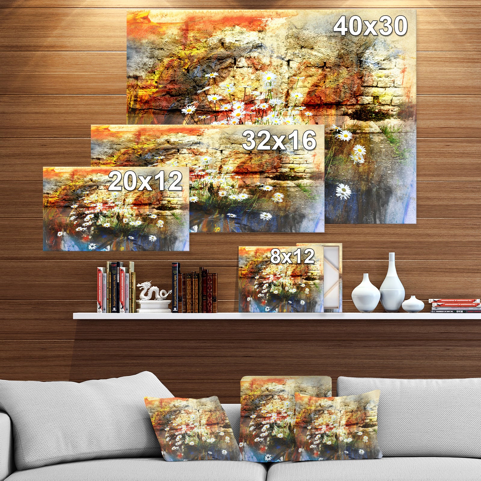 Blooming daisies - Floral Painting Print on Wrapped Canvas