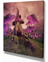 Fantasy mushrooms on a hill - Floral Painting Print on Wrapped Canvas