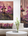 Fantasy mushrooms on a hill - Floral Painting Print on Wrapped Canvas