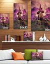 Fantasy mushrooms on a hill - Floral Painting Print on Wrapped Canvas