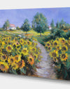 Painted sunflowers field - Floral photography on Wrapped Canvas