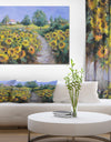 Painted sunflowers field - Floral photography on Wrapped Canvas
