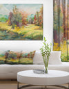 Colorful Forest in River Side - Floral Painting Print on Wrapped Canvas