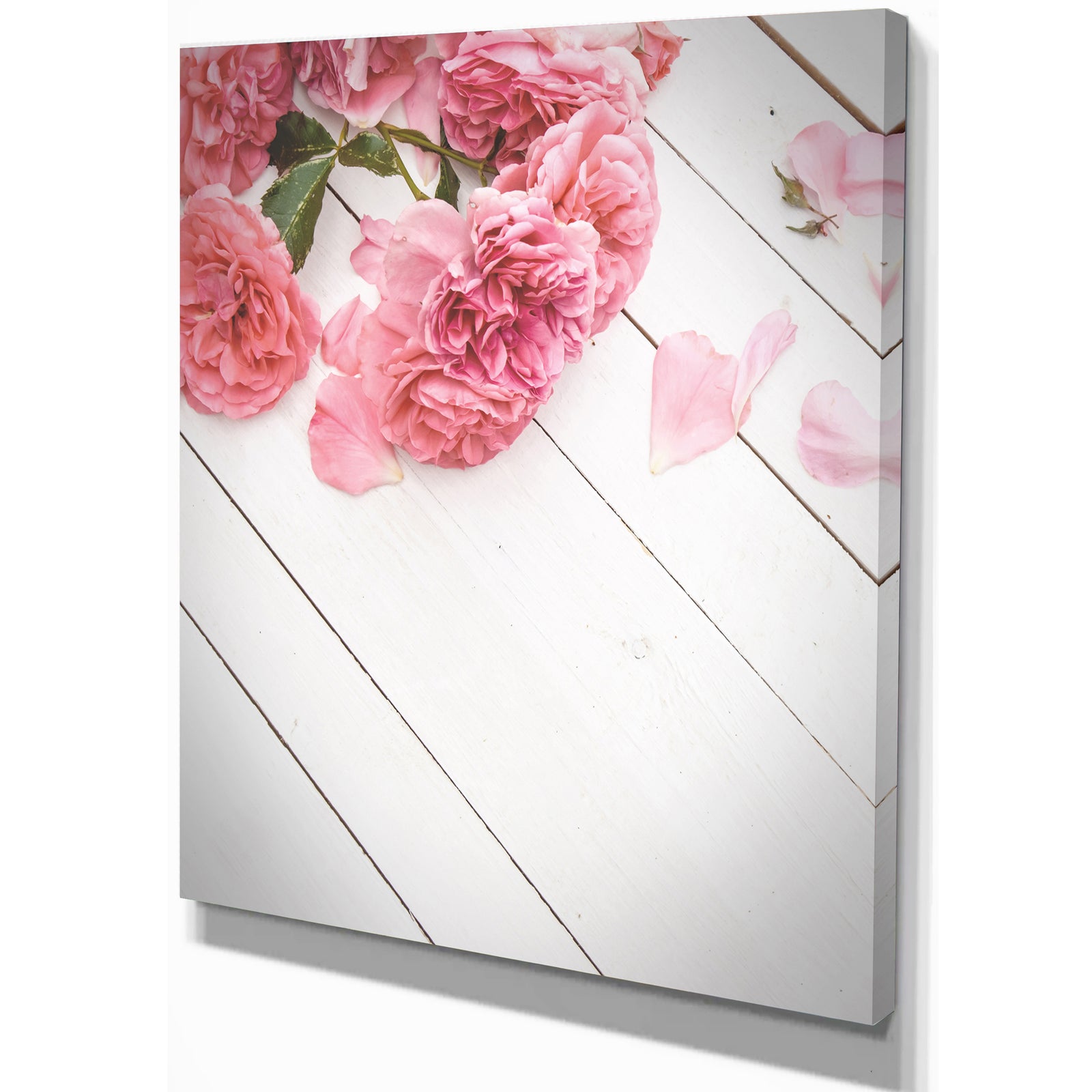 Romantic Pink Roses - Floral photography on Wrapped Canvas