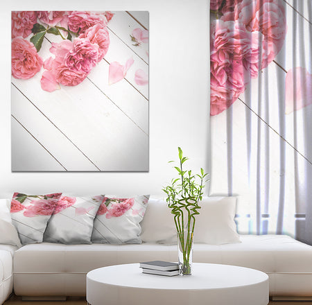 Romantic Pink Roses - Floral photography on Wrapped Canvas
