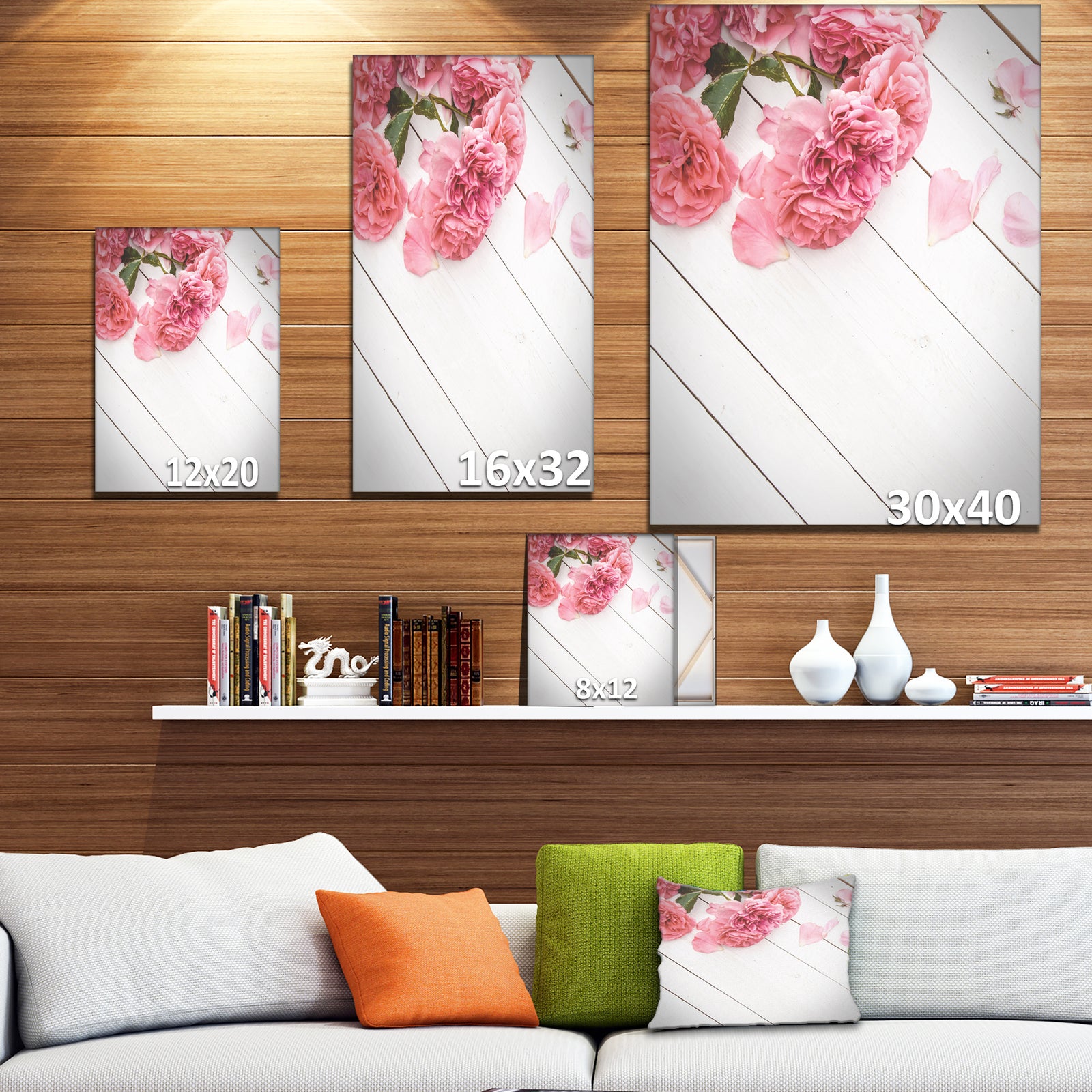 Romantic Pink Roses - Floral photography on Wrapped Canvas