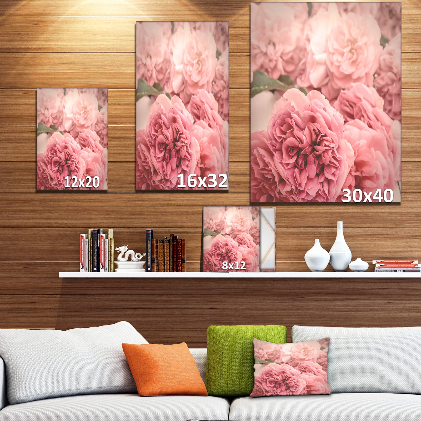 Vintage Style Romantic Roses - Floral photography on Wrapped Canvas