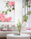 Pink Roses Facing Lying on Wood - Floral photography on Wrapped Canvas