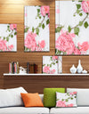 Pink Roses Facing Lying on Wood - Floral photography on Wrapped Canvas