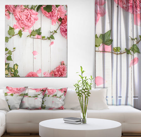Perfect Pink Rose flower on Wood - Floral photography on Wrapped Canvas