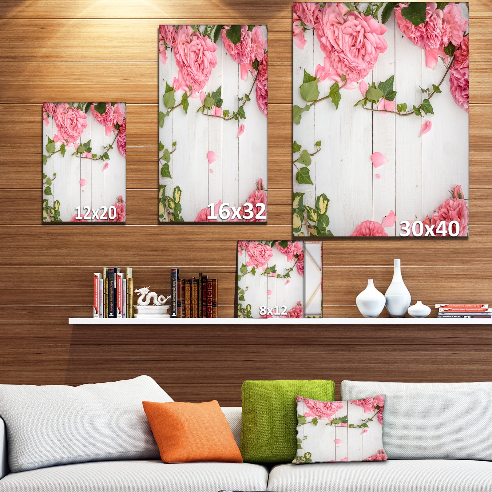 Perfect Pink Rose flower on Wood - Floral photography on Wrapped Canvas