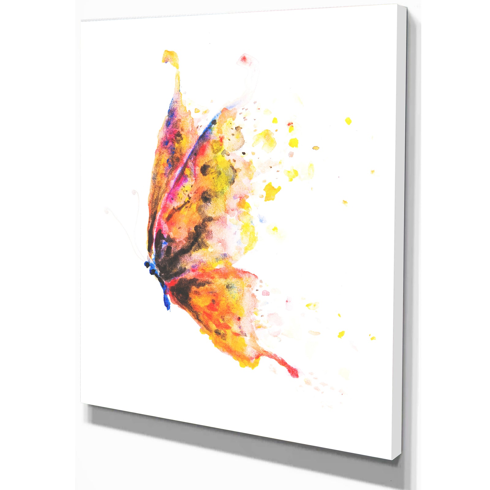 Bright Orange Butterfly - Floral Painting Print on Wrapped Canvas
