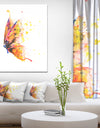 Bright Orange Butterfly - Floral Painting Print on Wrapped Canvas