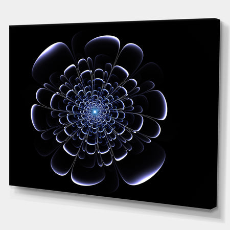 Fractal blue flower on black - Digital Art on wrapped Canvas