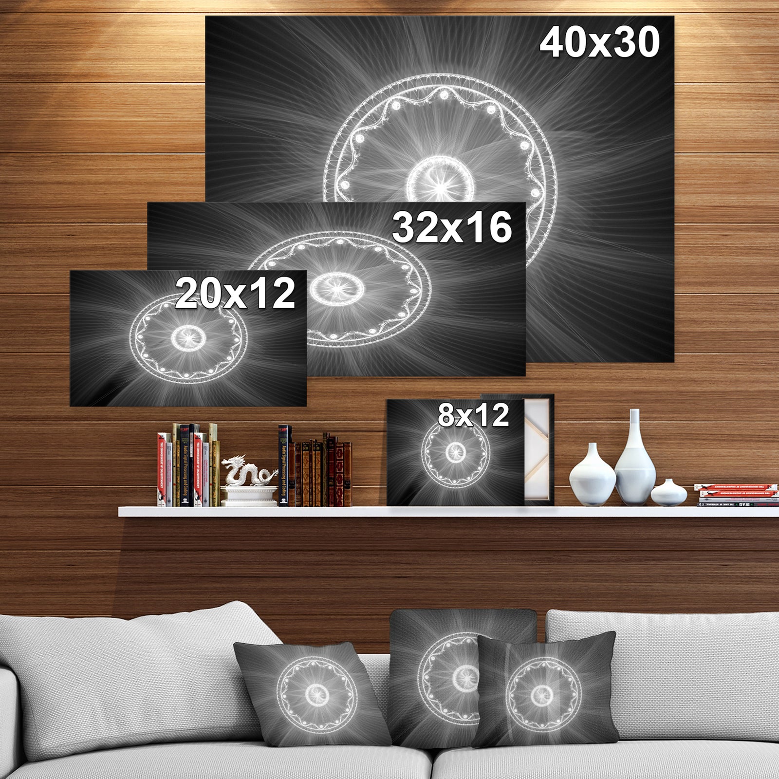 Glowing mandala intensity map - Digital Art on wrapped Canvas
