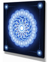 Abstract fractal flower in Blue Background - Art on wrapped Canvas