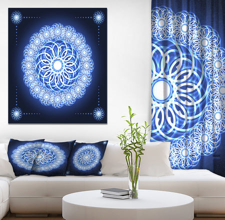Abstract fractal flower in Blue Background - Art on wrapped Canvas