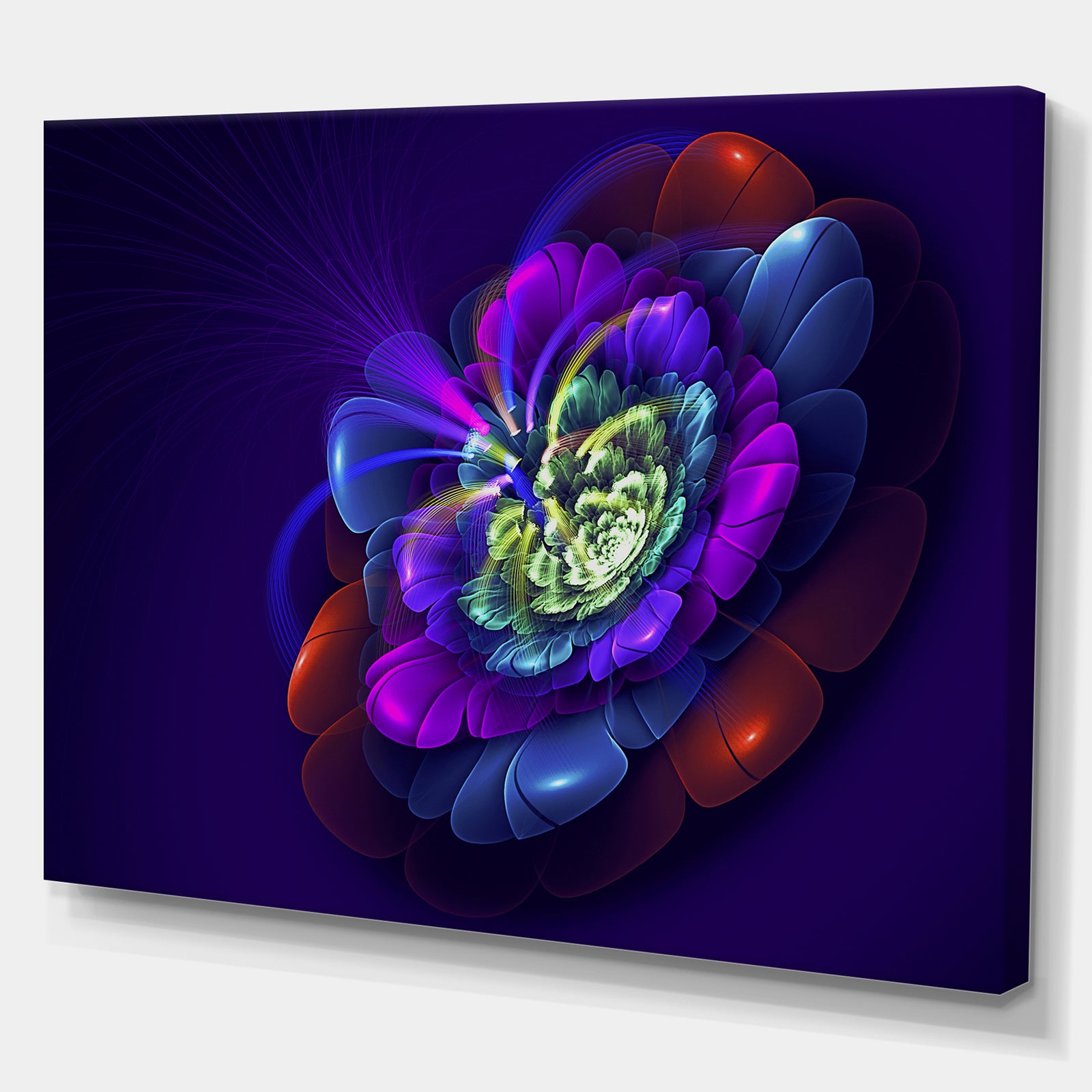 Colorful Abstract fractal flower - Art on wrapped Canvas