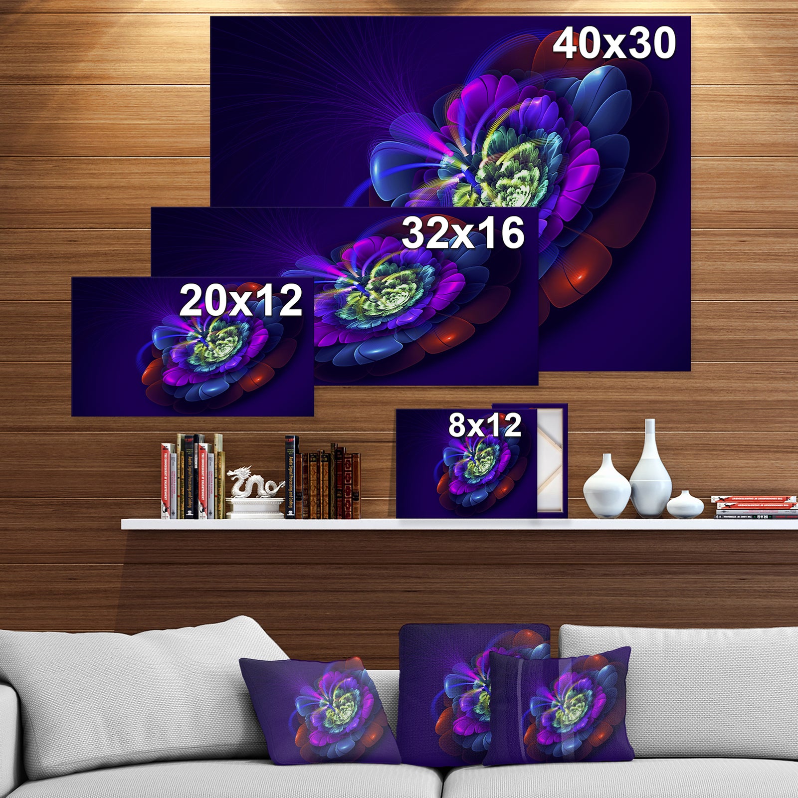Colorful Abstract fractal flower - Art on wrapped Canvas