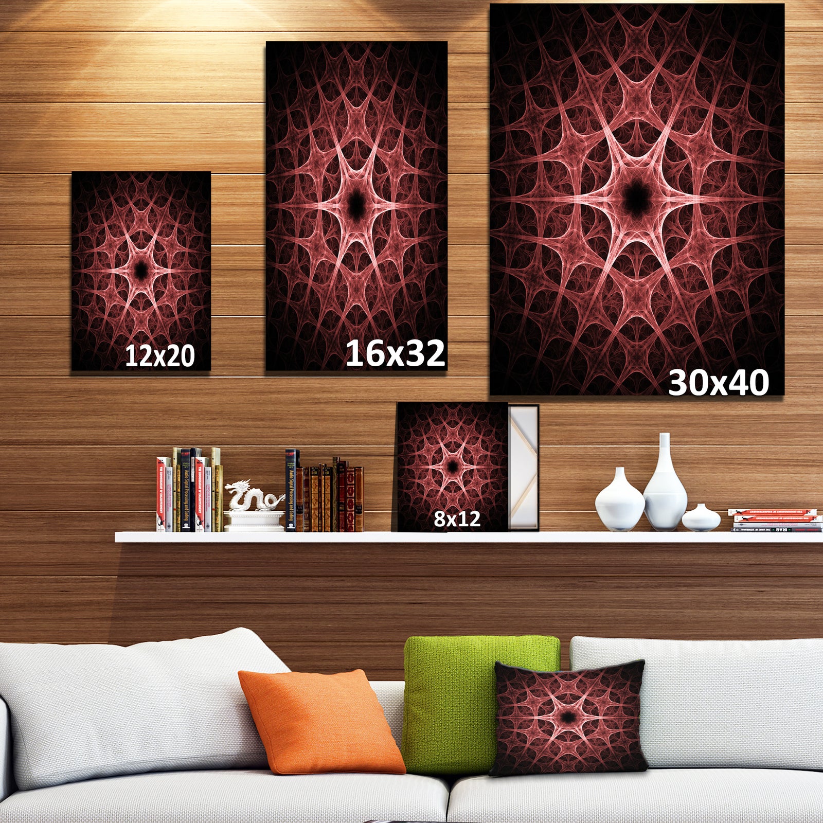 Abstract red thorn flower - Art on wrapped Canvas