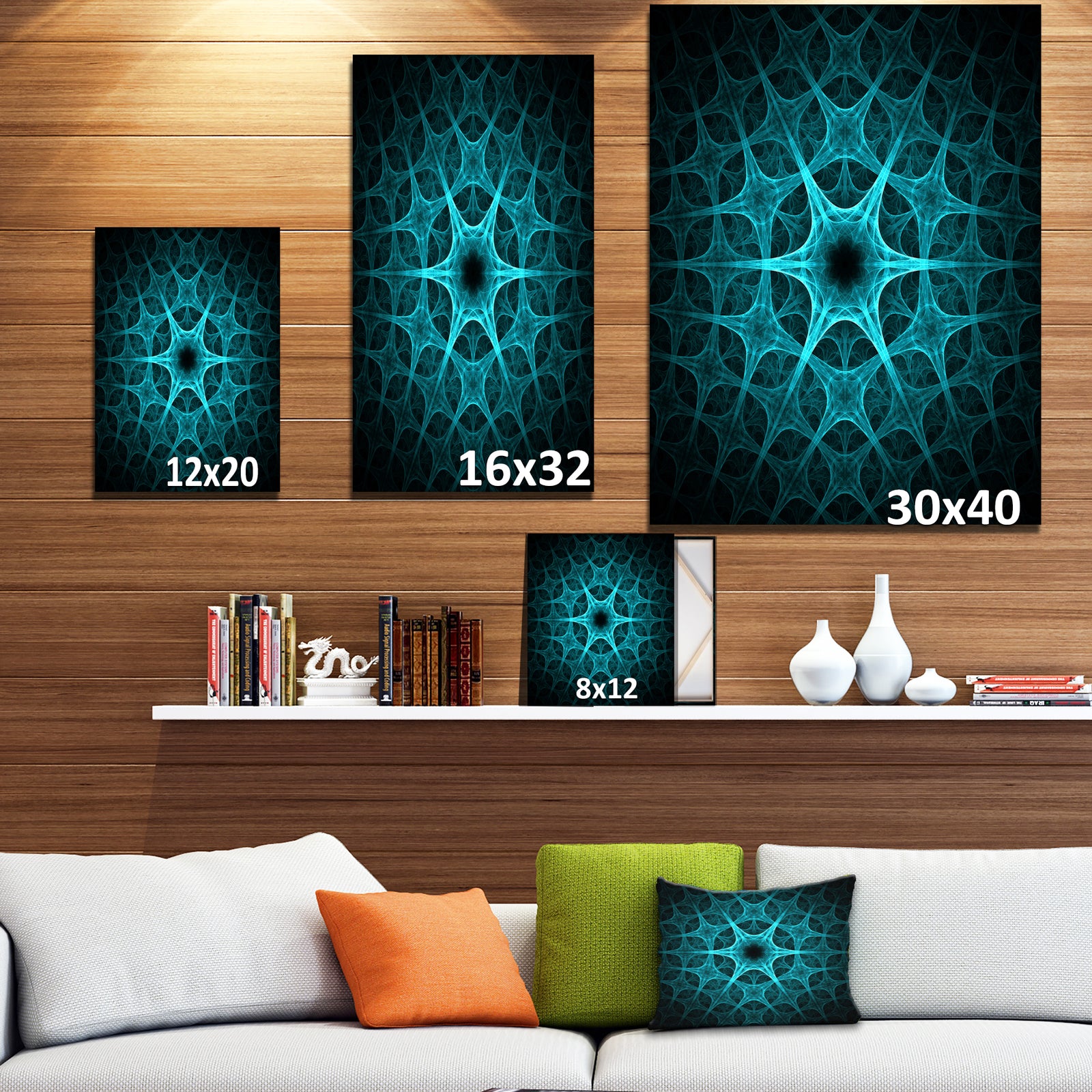 Abstract blue ice flower - Art on wrapped Canvas
